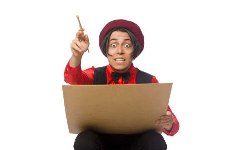 Funny artist isolated on whiteの写真素材