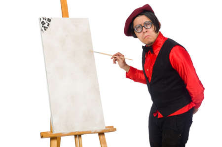 Funny artist isolated on whiteの写真素材