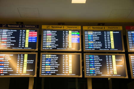 Information board at Changi airport on August 5 in Singapore.のeditorial素材