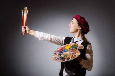 Woman artist in art conceptの写真素材