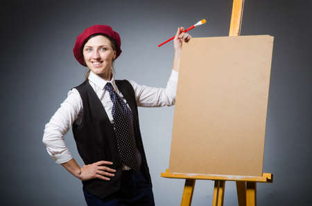 Funny artist working in the studioの写真素材