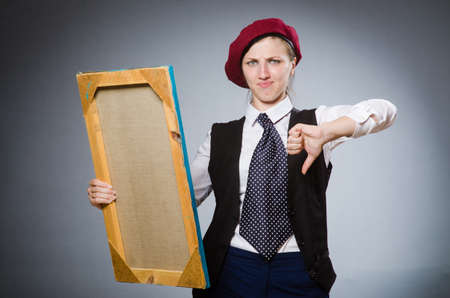 Funny artist working in the studioの写真素材