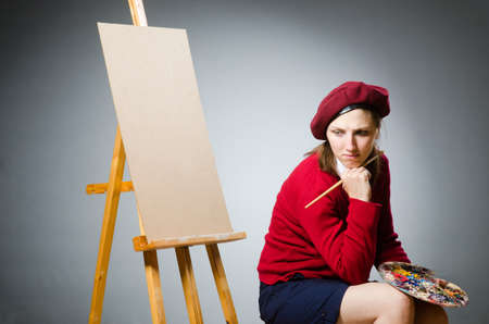 Funny artist working in the studio
