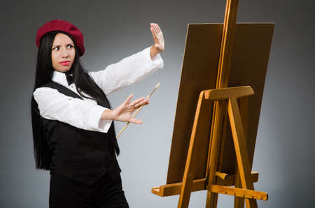 Funny artist working in the studioの写真素材