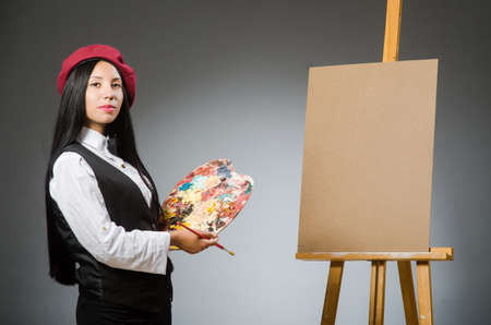 Funny artist working in the studioの写真素材
