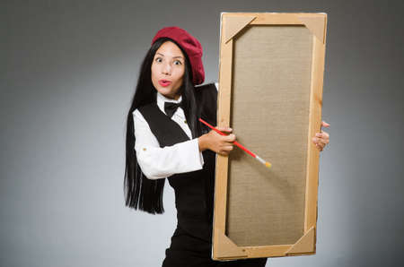 Funny artist working in the studioの写真素材