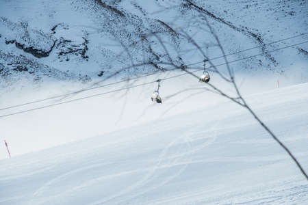 Ski lifts in Shahdag mountain skiing resortの写真素材