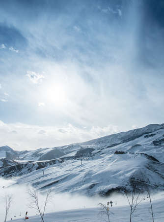Ski lifts in Shahdag mountain skiing resortの写真素材