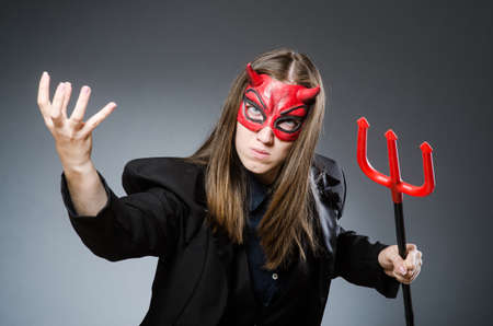 Funny devil in halloween conceptの写真素材