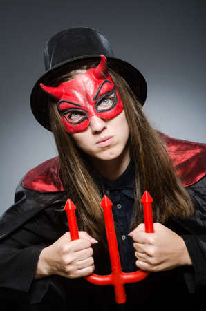 Funny devil in halloween conceptの写真素材