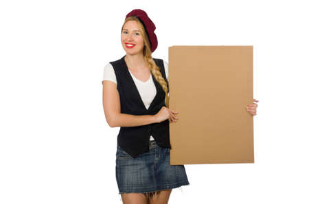 Young artist isolated on whiteの写真素材