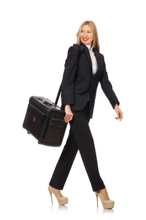 Businesswoman woman travelling with suitcaseの写真素材