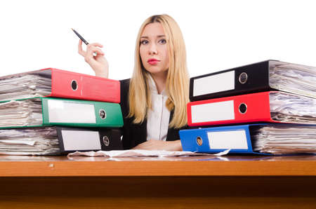 Woman businesswoman working isolated on white