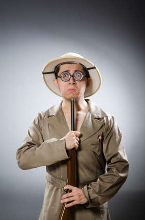 Funny hunter in hunting conceptの写真素材