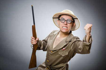 Funny hunter in hunting conceptの写真素材