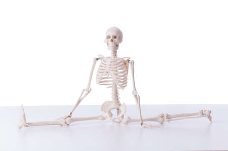 Funny skeleton isolated on whiteの写真素材