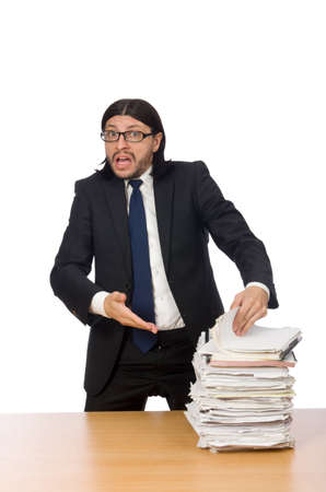 Businessman in business concept isolated on whiteの写真素材