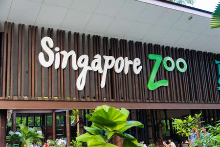 Singapore - AUGUST 3, 2014: Entrance to Singapore Zoo on August 3 in Singapore, Singapore. Singapore Zoo is a popular tourist attraction in Singaporeのeditorial素材