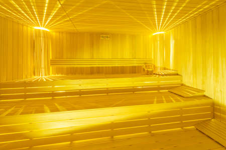 Hot wooden sauna room interiorの写真素材