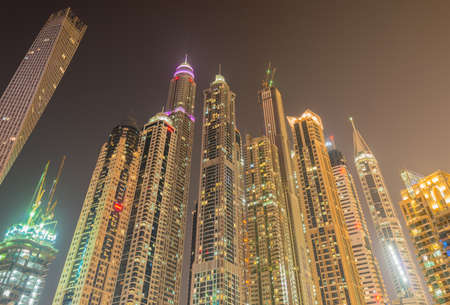 Dubai - JANUARY 10, 2015: Marina district on January 10 in UAE, Dubai. Marina district is popular residential area in Dubaiのeditorial素材