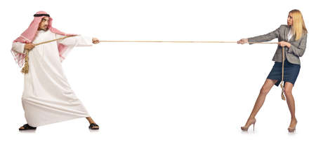 Tug of war concept isolated on whiteの写真素材