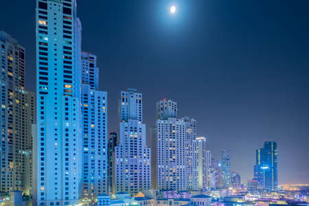 Dubai - AUGUST 9, 2014: Dubai Marina district on August 9 in UAE. Dubai is fastly developing city in Middle Eastのeditorial素材