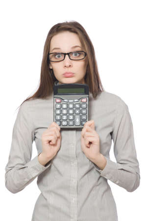 Woman in business concept isolated on whiteの写真素材