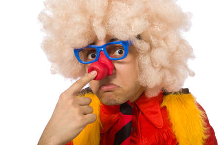 Funny clown in fun concept isolated on whiteの写真素材
