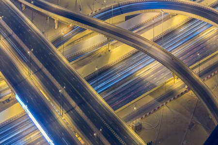Dubai road junction during night hoursの写真素材