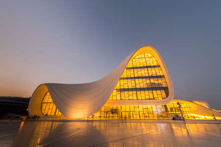 BAKU- JULY 20: Heydar Aliyev Center on July 20, 2015 in Baku, Azerbaijan. Heydar Aliyev Center won the Design Museum's Designs of the Year Award in 2014のeditorial素材