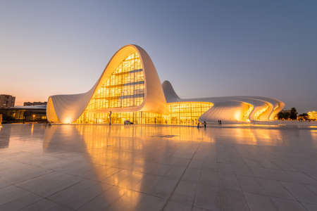 BAKU- JULY 20: Heydar Aliyev Center on July 20, 2015 in Baku, Azerbaijan. Heydar Aliyev Center won the Design Museum's Designs of the Year Award in 2014のeditorial素材
