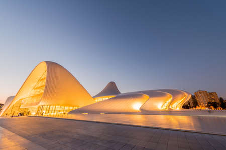 BAKU- JULY 20: Heydar Aliyev Center on July 20, 2015 in Baku, Azerbaijan. Heydar Aliyev Center won the Design Museum's Designs of the Year Award in 2014のeditorial素材