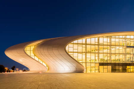 BAKU- JULY 20: Heydar Aliyev Center on July 20, 2015 in Baku, Azerbaijan. Heydar Aliyev Center won the Design Museum's Designs of the Year Award in 2014のeditorial素材