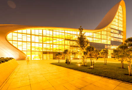 BAKU- JULY 20: Heydar Aliyev Center on July 20, 2015 in Baku, Azerbaijan. Heydar Aliyev Center won the Design Museum's Designs of the Year Award in 2014のeditorial素材