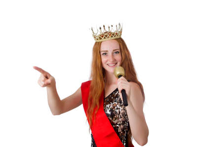 Beauty contest winner isolated on whiteの写真素材