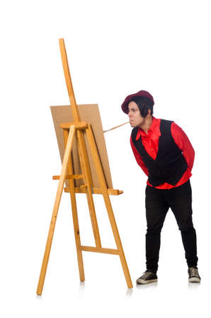 Funny artist isolated on whiteの写真素材