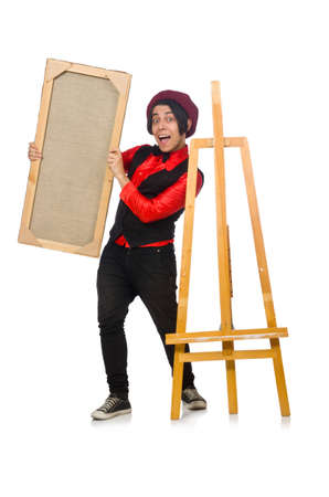 Funny artist isolated on whiteの写真素材