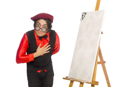 Funny artist isolated on whiteの写真素材
