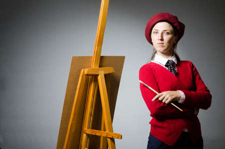 Funny artist working in the studioの写真素材