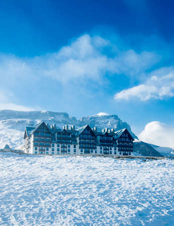 Shahdag - FEBRUARY 8, 2015: Tourist Hotels  on February 8 in Azerbaijan, Shahdag. Shahdag has become a popular tourist destination for skiing in Azerbaijan.のeditorial素材