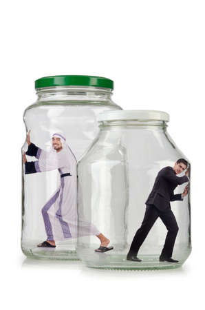 People trapped in the glass jarの写真素材