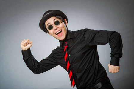 Funny man with vintage hatの写真素材