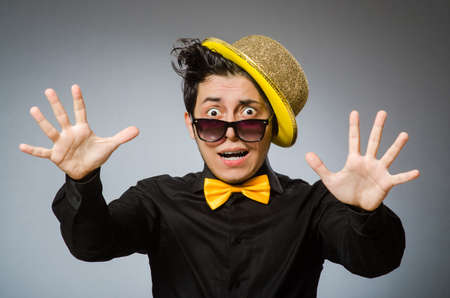 Funny man with vintage hatの写真素材