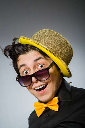 Funny man with vintage hatの写真素材