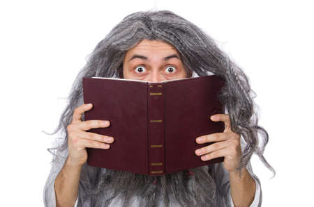 Funny old man isolated on whiteの写真素材