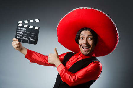 Person wearing sombrero hat in funny conceptの写真素材