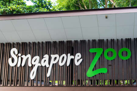Singapore - AUGUST 3, 2014: Entrance to Singapore Zoo on August 3 in Singapore, Singapore. Singapore Zoo is a popular tourist attraction in Singaporeのeditorial素材