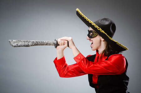 Person wearing sombrero hat in funny conceptの写真素材