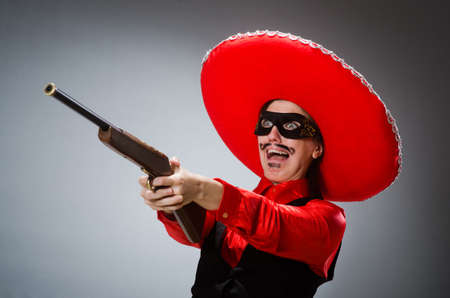 Person wearing sombrero hat in funny concept
