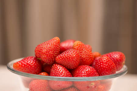 Strawberries arranged on the displayの写真素材